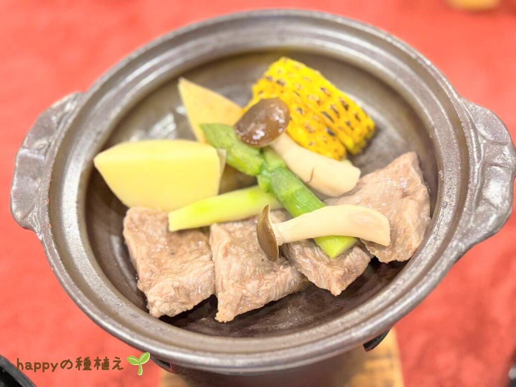 八ヶ岳グレイスホテル 夕食 鶺鴒会席 台の物 信州牛の陶板焼き